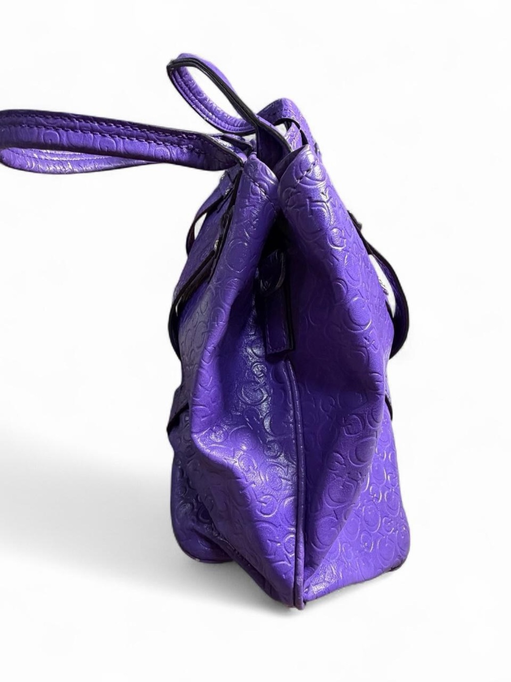 Guess Purple Embossed Leather Shoulder Bag - Picture 7 of 8